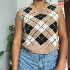 neutral argyle sweater vest